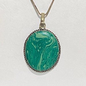 Handmade Natural Malachite Flawless Stone Pendant.